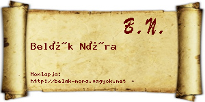 Belák Nóra névjegykártya